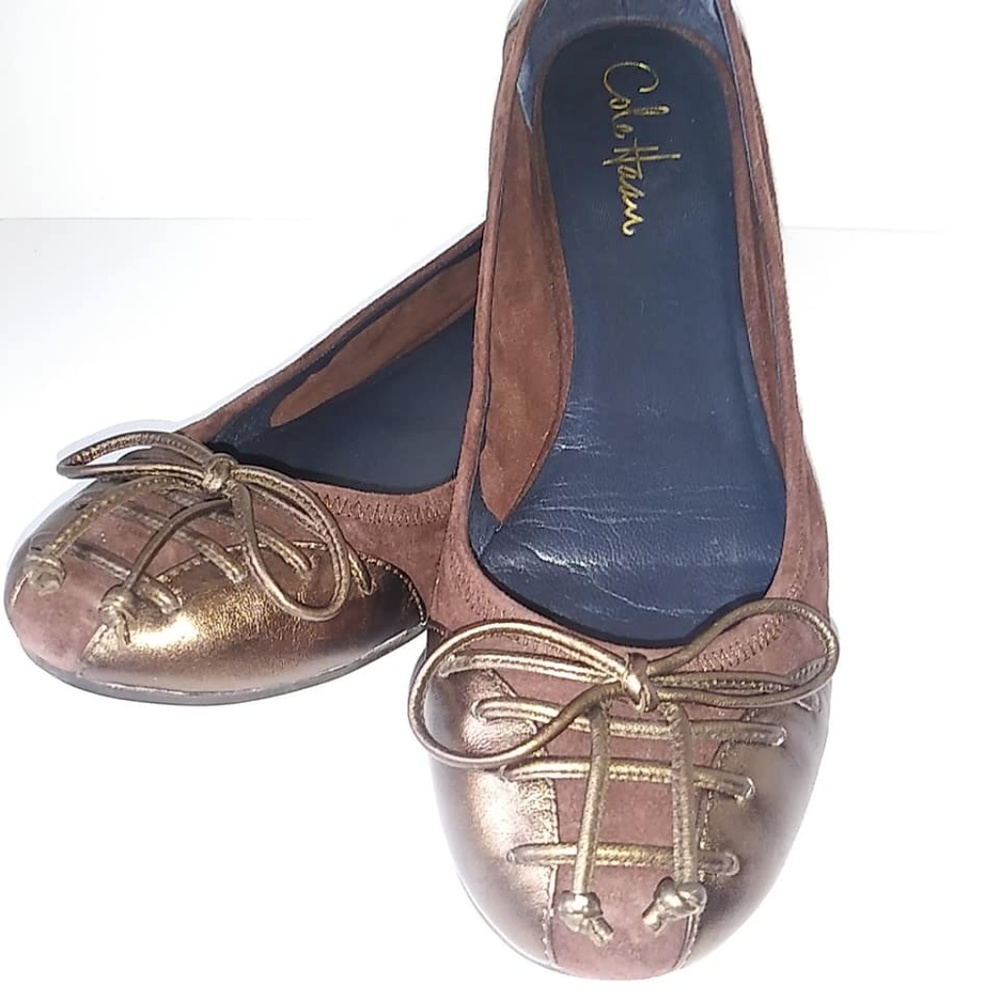 Cole Haan Air Bronze Ballet Leather Ballet Flats - Picture 1 of 6